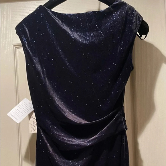 Eliza J Blue Velvet Shimmer Sheath Dress, Size 6 - Picture 8 of 16